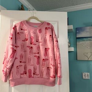 Katydid Pink Cowboy Boot Sweater